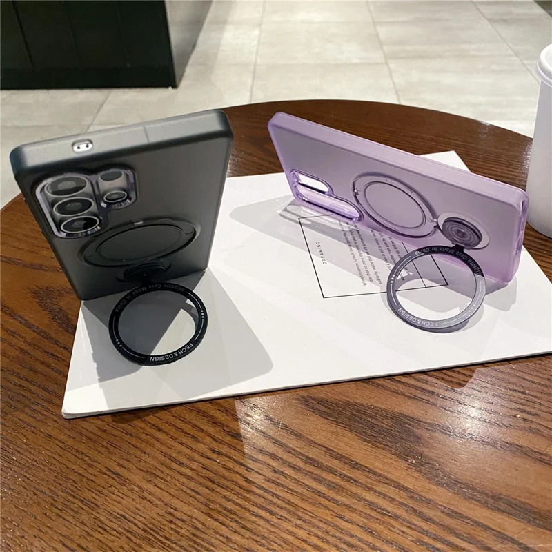 For Samsung Galaxy S25 Ultra Magnetic Case Kickstand TPU + PC Phone Back Cover - Purple