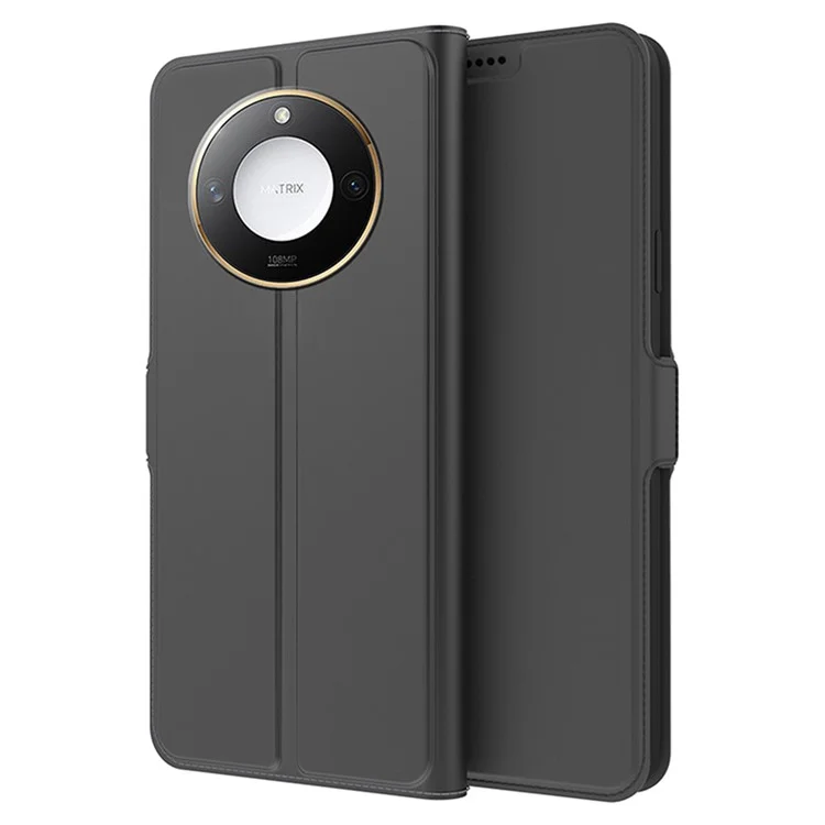 For Honor X9c Smart 5G / X60 5G Hülle Stoßfeste TPU-Innenschale Leder Handyhülle mit Kartenfach - Schwarz