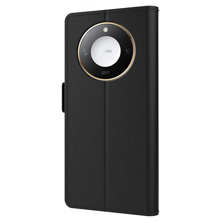 Étui pour téléphone portable For Honor X9c Smart 5G / X60 5G en cuir PU avec support, porte-cartes et miroir - Noir