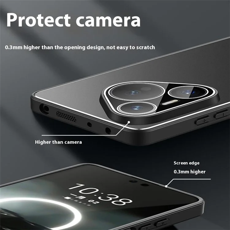 Funda para Huawei Pura 70 de PC + TPU, tapa trasera mate con película para lente - Negro