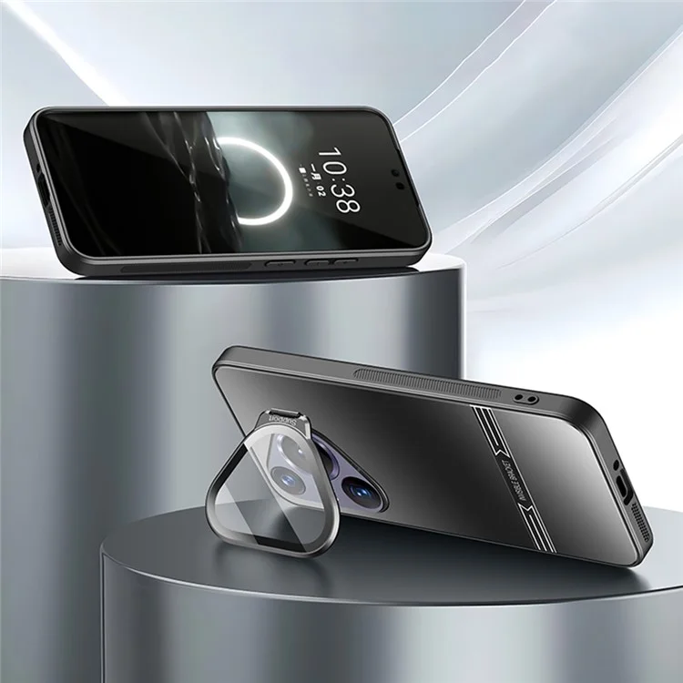 Funda para Huawei Pura 70 Pro / 70 Pro+ Soporte PC+TPU Mate Cubierta de teléfono con película para lente - Negro