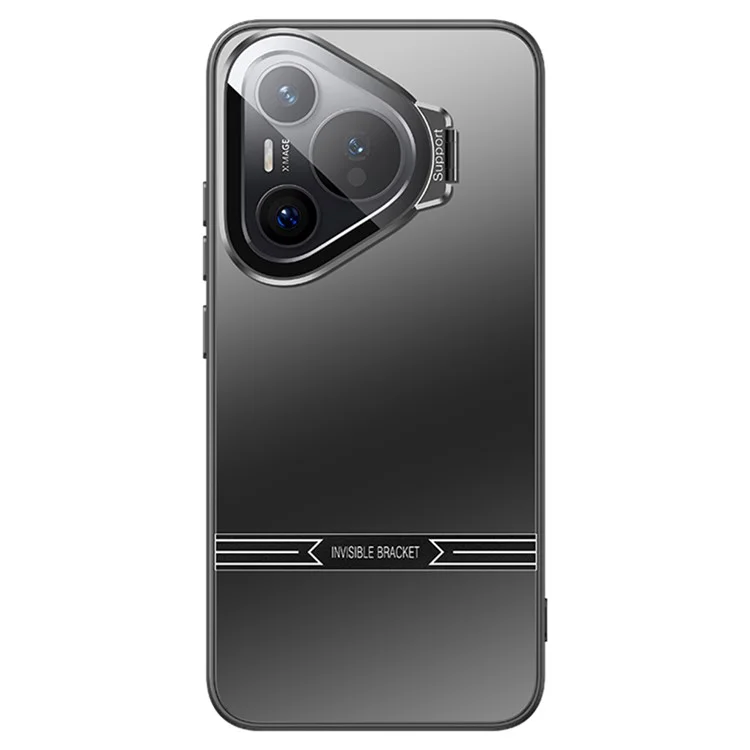 Funda para Huawei Pura 70 con soporte, cubierta de teléfono mate de PC + TPU con película para lente - Negro