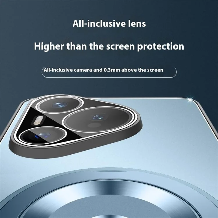 Funda para Huawei Pura 70 de PC + TPU mate con soporte plegable y película protectora para lente - Negro