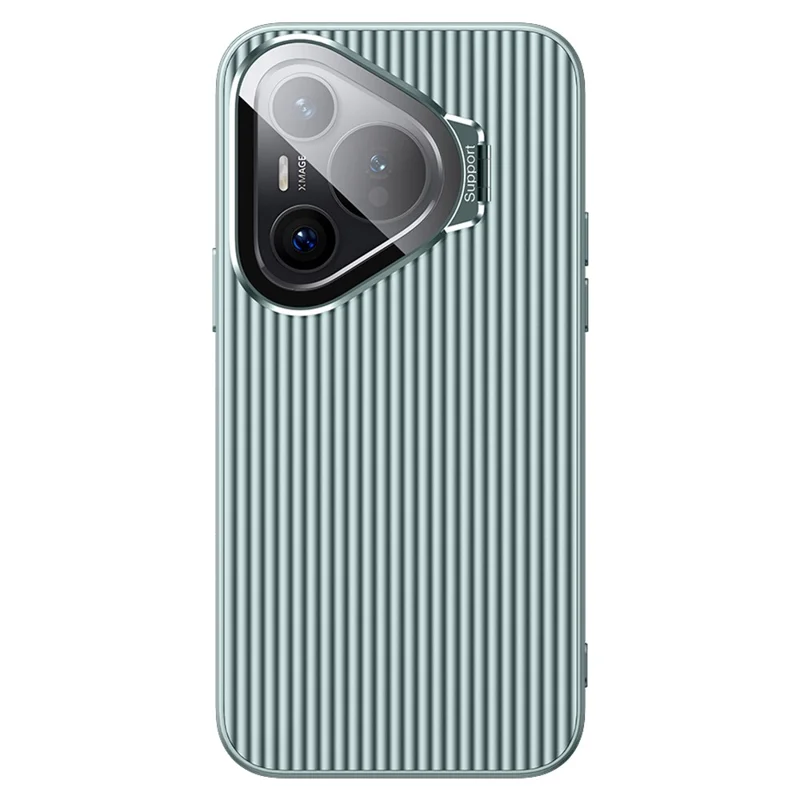 For Huawei Pura 70 Magnetic Case Metal Lens Frame Kickstand PC + TPU Phone Cover with Lens Film - Green