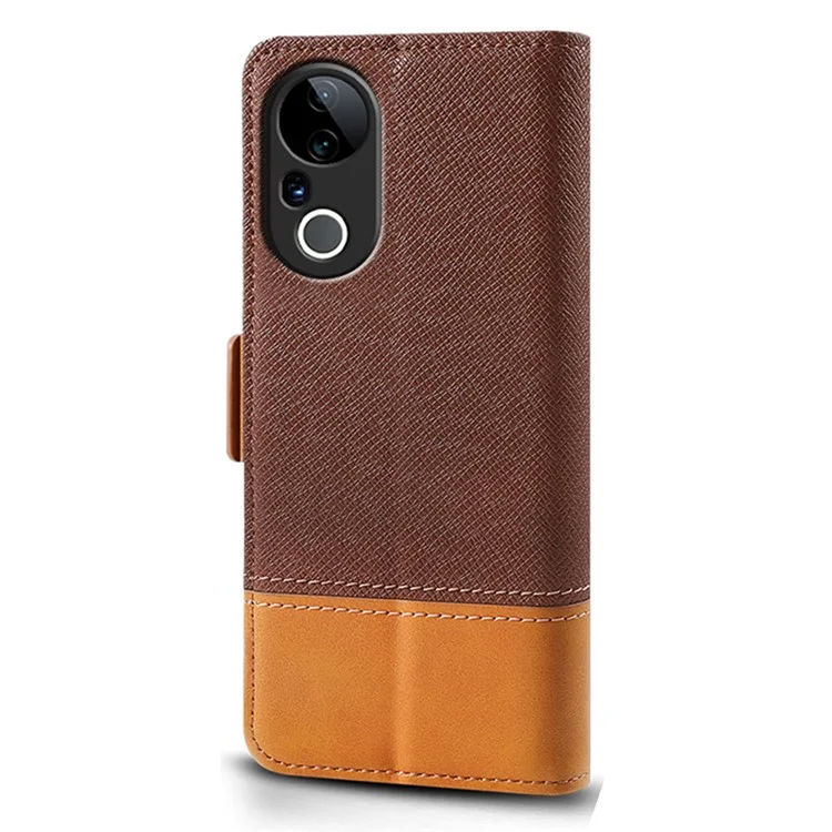 Funda para teléfono móvil For Honor X9c Smart 5G / X60 5G, de cuero PU con diseño de color combinado - Marrón