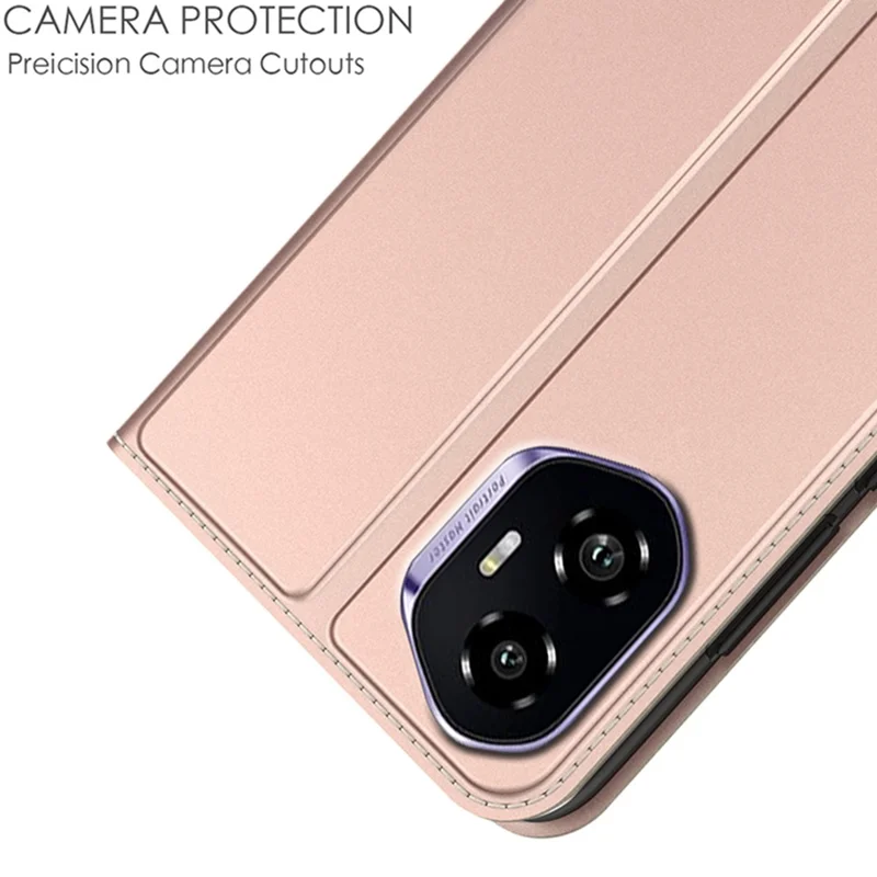 For Honor 300 Case PU Leather Phone Cover with Card Holder Stand Magnetic Closure - Rose Gold