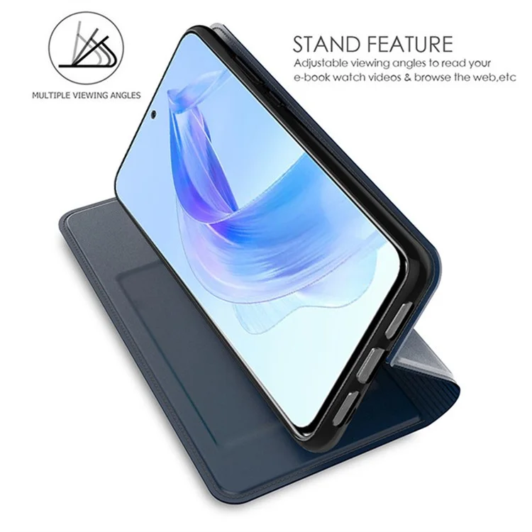 Für Honor X9c Smart 5G / X60 5G Hülle PU-Leder Handyhülle mit Kartenfach Ständer Magnetverschluss - Blau