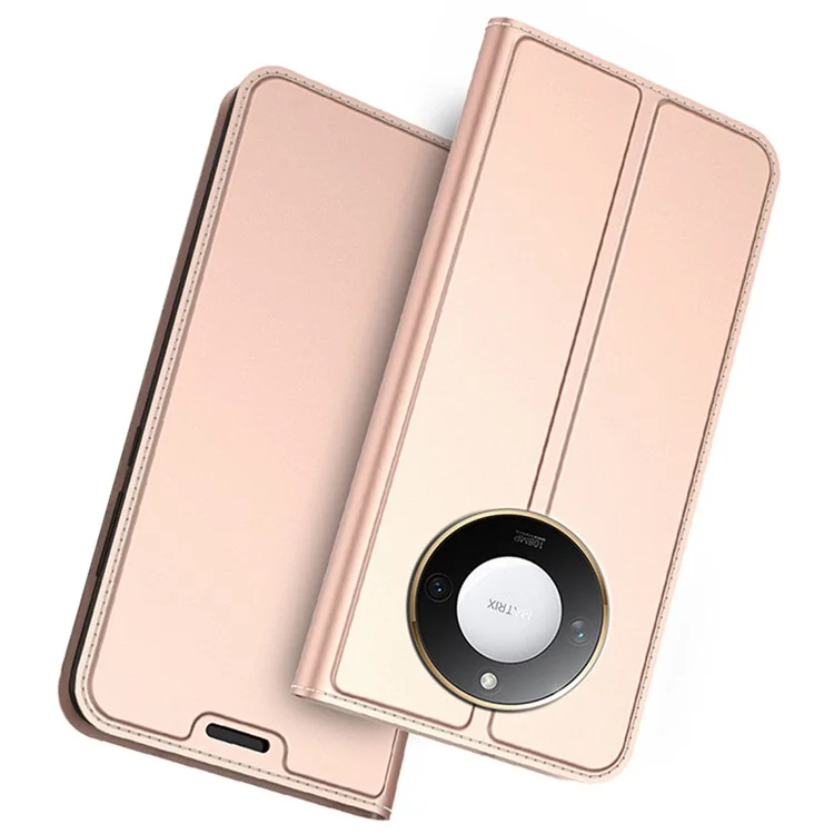 For Honor X9c Smart 5G / X60 5G Case PU Leather Phone Cover with Card Holder Stand Magnetic Closure - Rose Gold