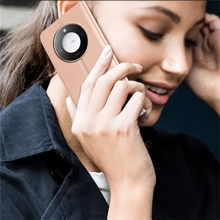 For Honor X9c Smart 5G / X60 5G Case PU Leather Phone Cover with Card Holder Stand Magnetic Closure - Rose Gold