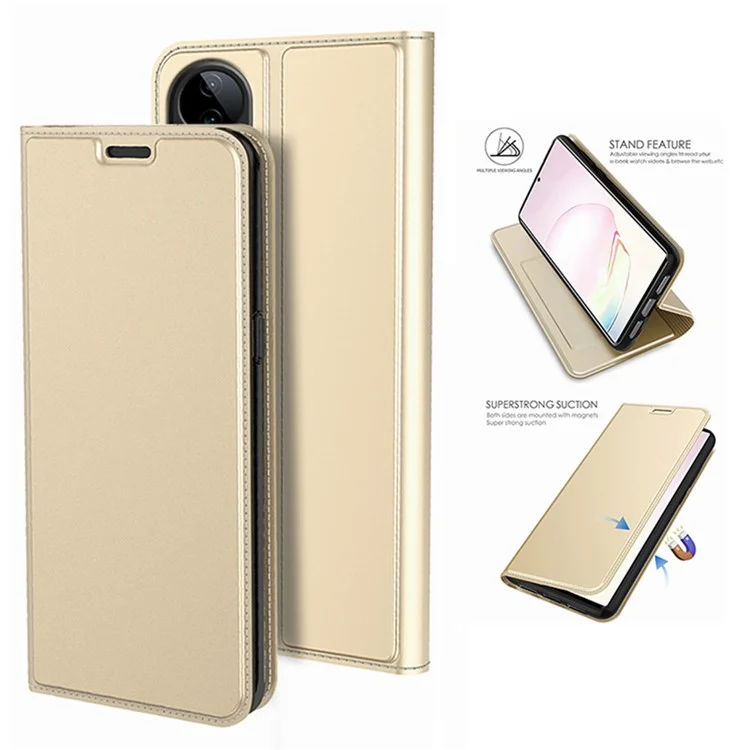 Funda para vivo S20 Pro 5G de piel sintética con soporte para tarjetas, cierre magnético - Oro