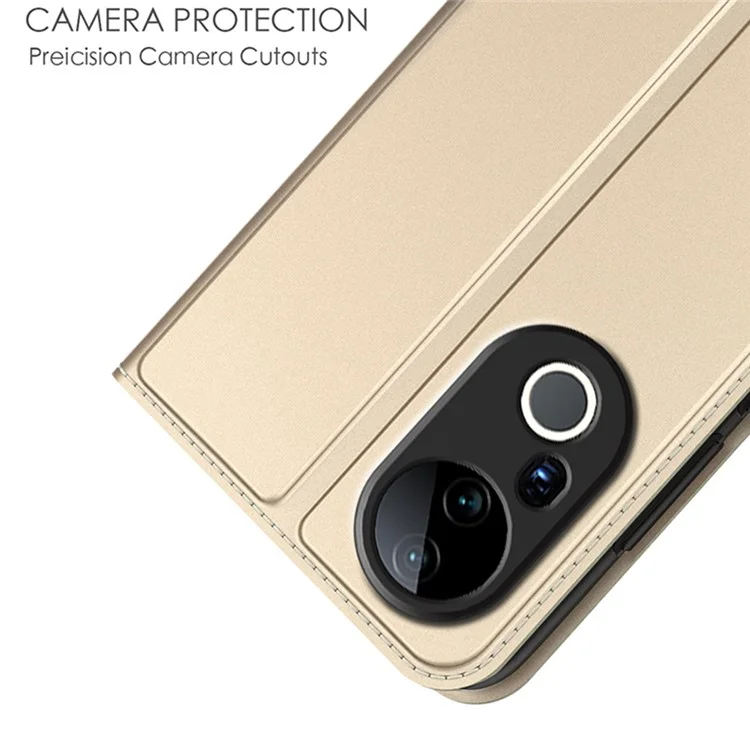 Funda para vivo S20 Pro 5G de piel sintética con soporte para tarjetas, cierre magnético - Oro