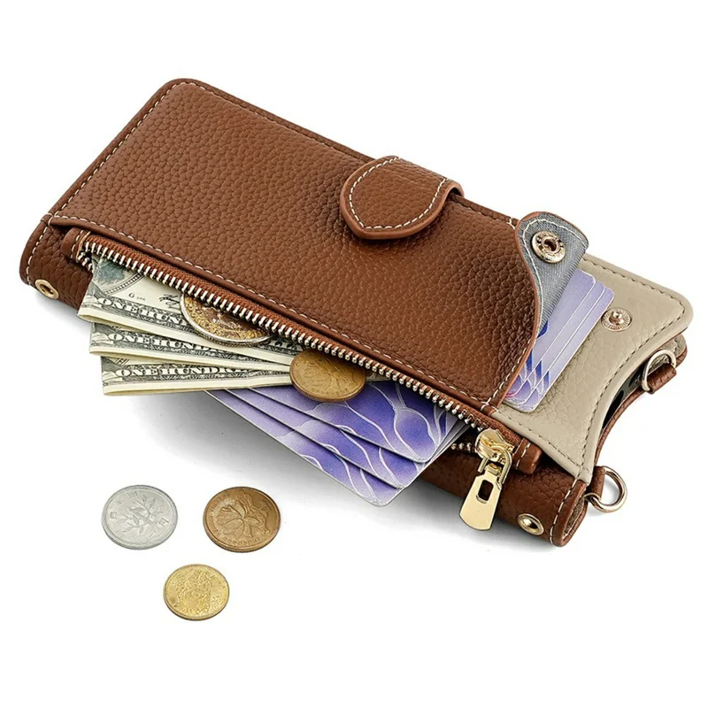 For Realme GT 7 Pro 5G Leather Case Wallet Stand Cover Irregular Tail Style with Chain Strap - Brown