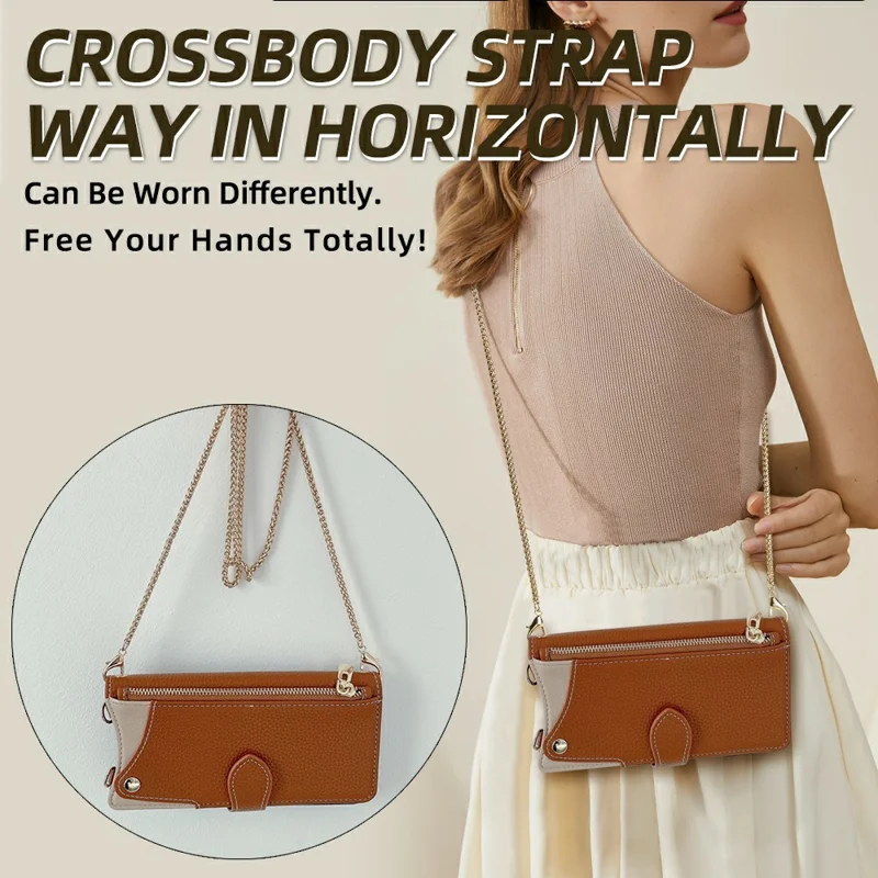 For Realme GT 7 Pro 5G Leather Case Wallet Stand Cover Irregular Tail Style with Chain Strap - Brown