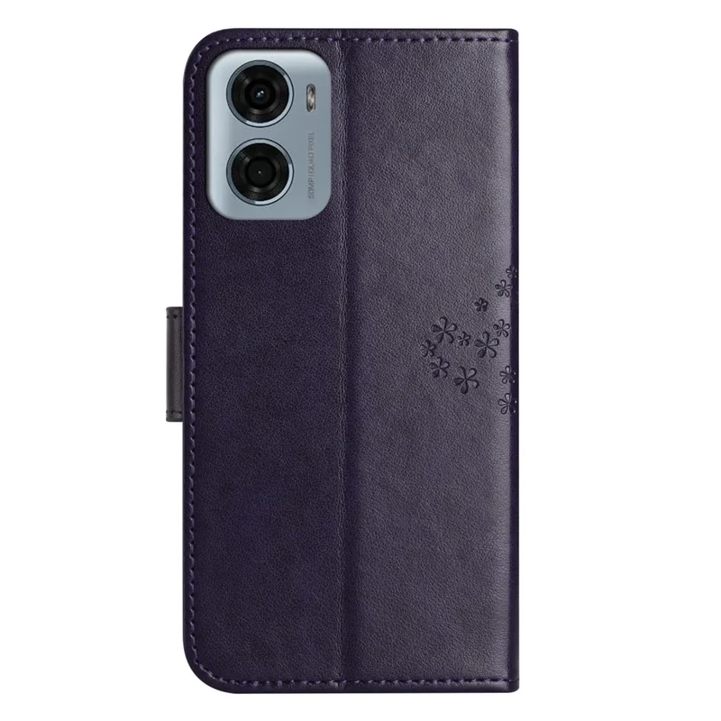 Für Motorola Moto E15 4G / G05 4G Hülle PU-Leder Eule Baum geprägt Brieftasche Handyhülle - Dunkelblau