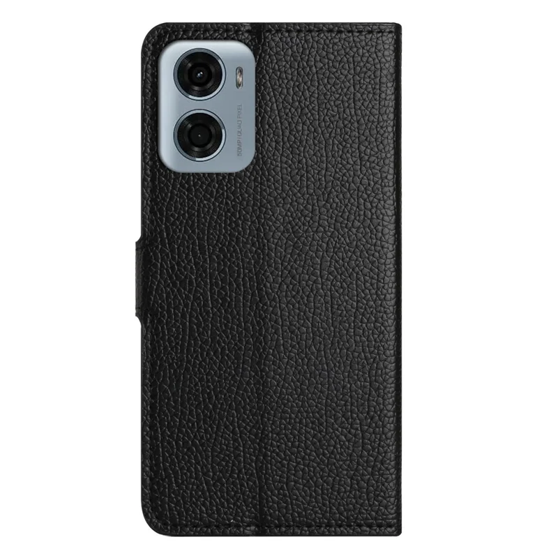 Étui en cuir PU pour Motorola Moto E15 4G / G05 4G, motif texture de litchi, noir