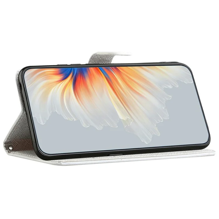 Für Motorola Moto E15 4G / G05 4G Hülle Musterprint PU-Leder Brieftasche Handyhülle Kreuzstruktur - Blaue Blume