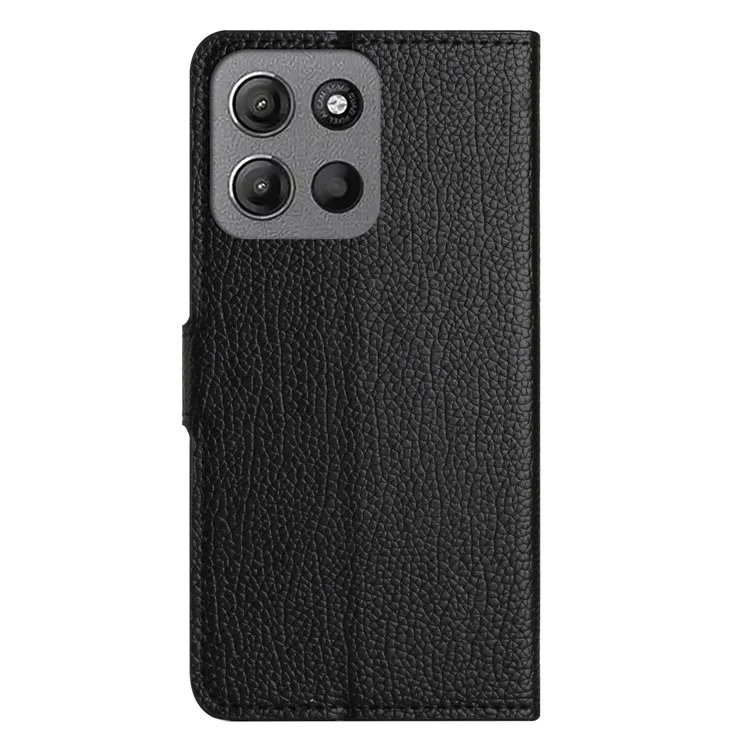 Für Motorola Moto G15 4G / G15 Power 4G Hülle PU-Leder Brieftasche Handyhülle Litchi-Textur, Schwarz