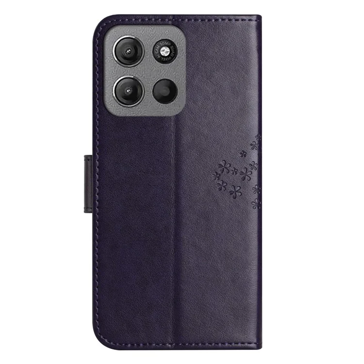 Для Motorola Moto G15 4G / G15 Power 4G чехол из искусственной кожи с тиснением в виде совы на дереве - темно-синий