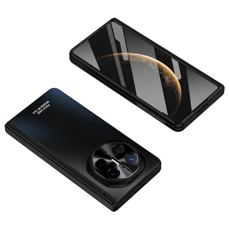 For Huawei Mate X6 Phone Case Hard PC Shockproof Cover with Front Screen Film - Black