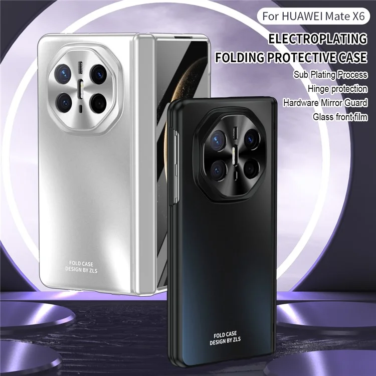 For Huawei Mate X6 Phone Case Hard PC Shockproof Cover with Front Screen Film - Black