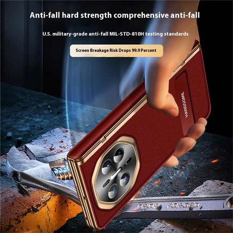 For Huawei Mate X6 Case PC + PU Phone Back Cover Built In Screen Protector - Red
