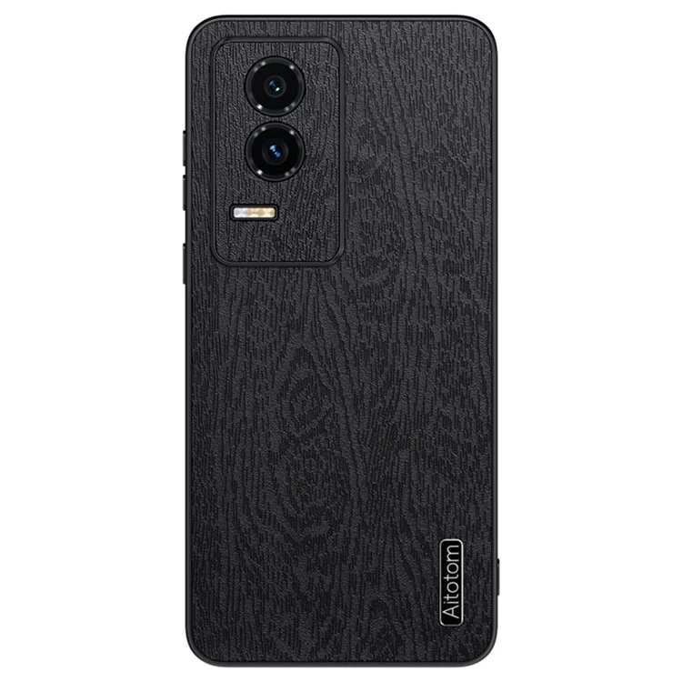 Capa de telefone For Honor GT com textura de madeira revestida de couro PU PC TPU - Preta
