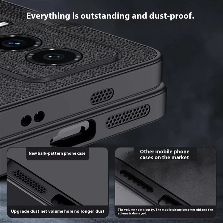 Capa de telefone For Honor GT com textura de madeira revestida de couro PU PC TPU - Preta