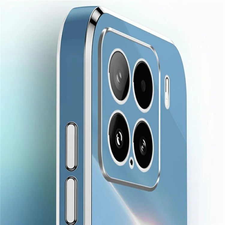 Capa de telefone XINLI para Xiaomi 15 com anel e suporte, revestimento de TPU com eletrodeposição - Ciano
