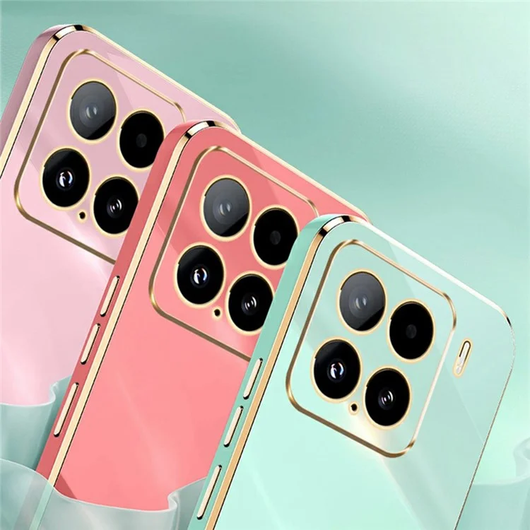 Capa de telefone XINLI para Xiaomi 15 com anel e suporte, revestimento de TPU com eletrodeposição - Ciano