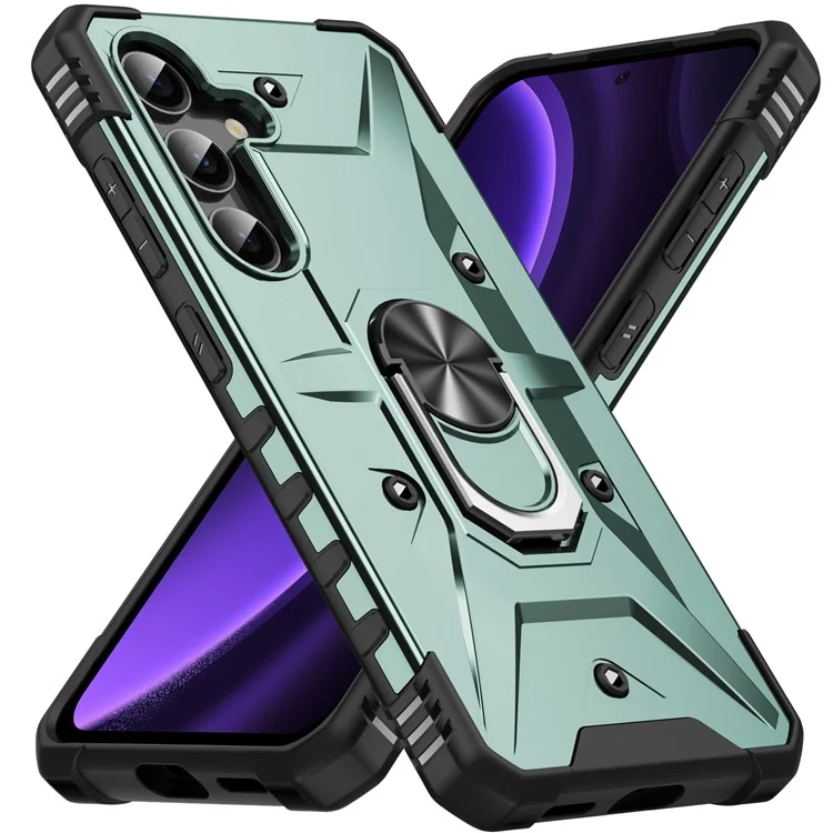 Funda para Samsung Galaxy A26 5G de PC + TPU a prueba de golpes con soporte de anillo - Verde oscuro