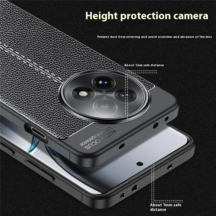 Per OnePlus Ace 5 5G Custodia Texture Litchi TPU Flessibile Copertura Telefonica, Nero