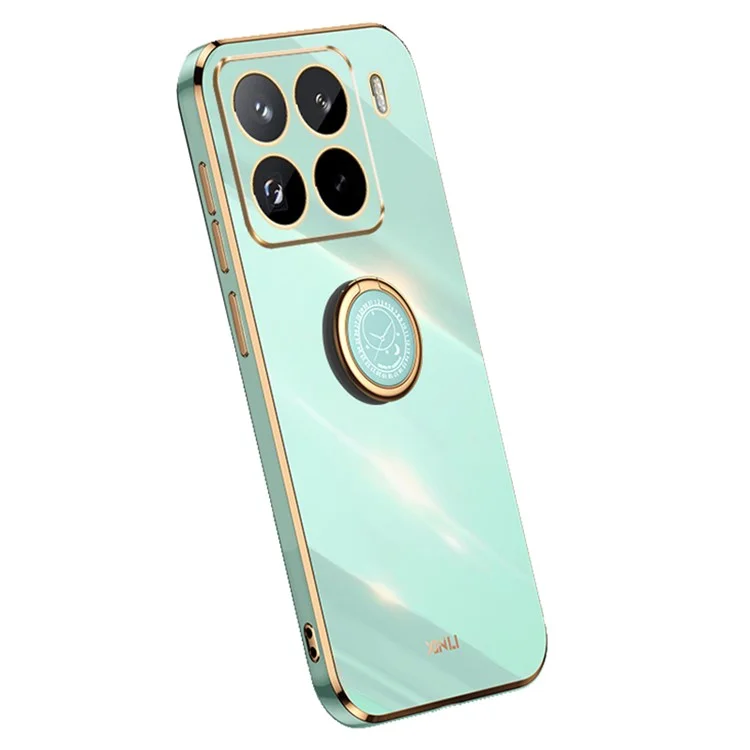 Custodia XINLI per Xiaomi 15 Pro con anello e supporto, rivestimento in TPU placcato - Ciano