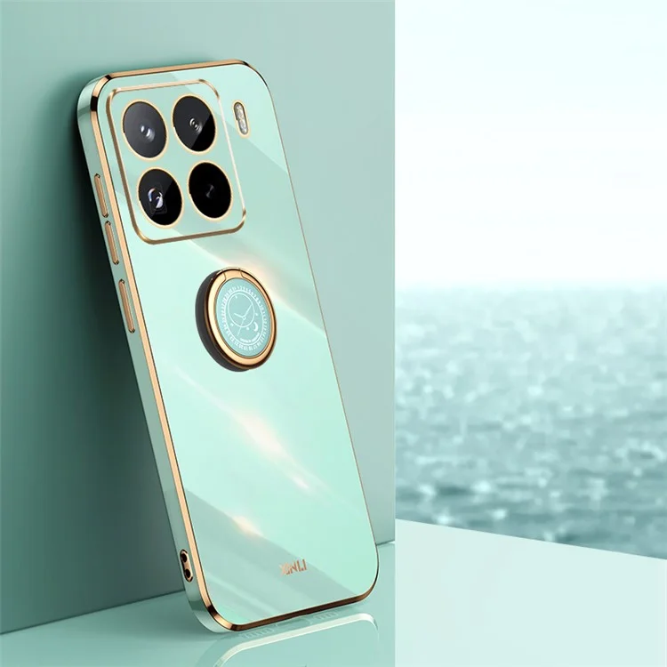Custodia XINLI per Xiaomi 15 Pro con anello e supporto, rivestimento in TPU placcato - Ciano