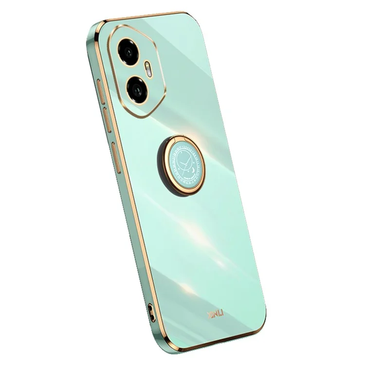 Capa de telefone XINLI For Honor 300 com anel de suporte e revestimento eletrolítico de TPU - Ciano