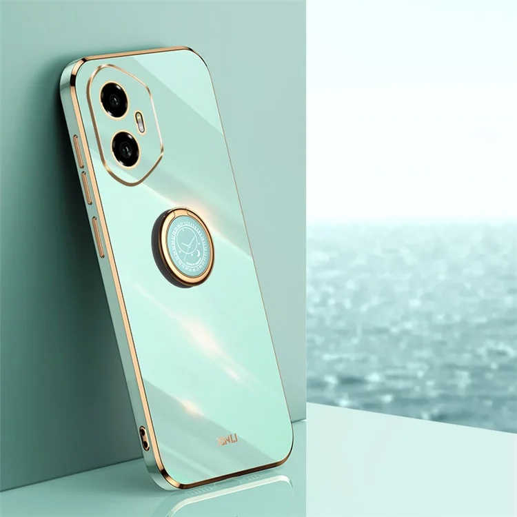 Capa de telefone XINLI For Honor 300 com anel de suporte e revestimento eletrolítico de TPU - Ciano