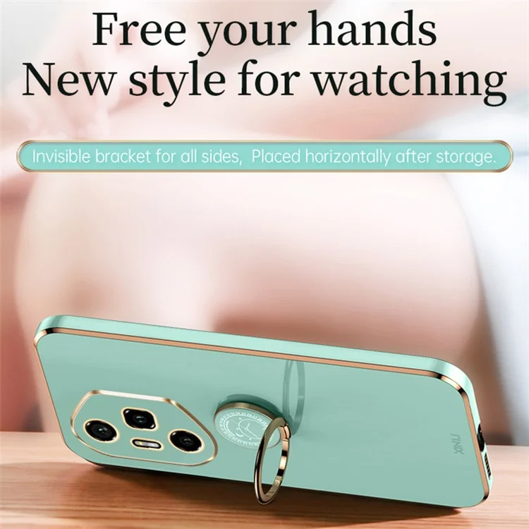XINLI For Honor 300 Pro Case Ring Kickstand Electroplating TPU Phone Cover - Голубой