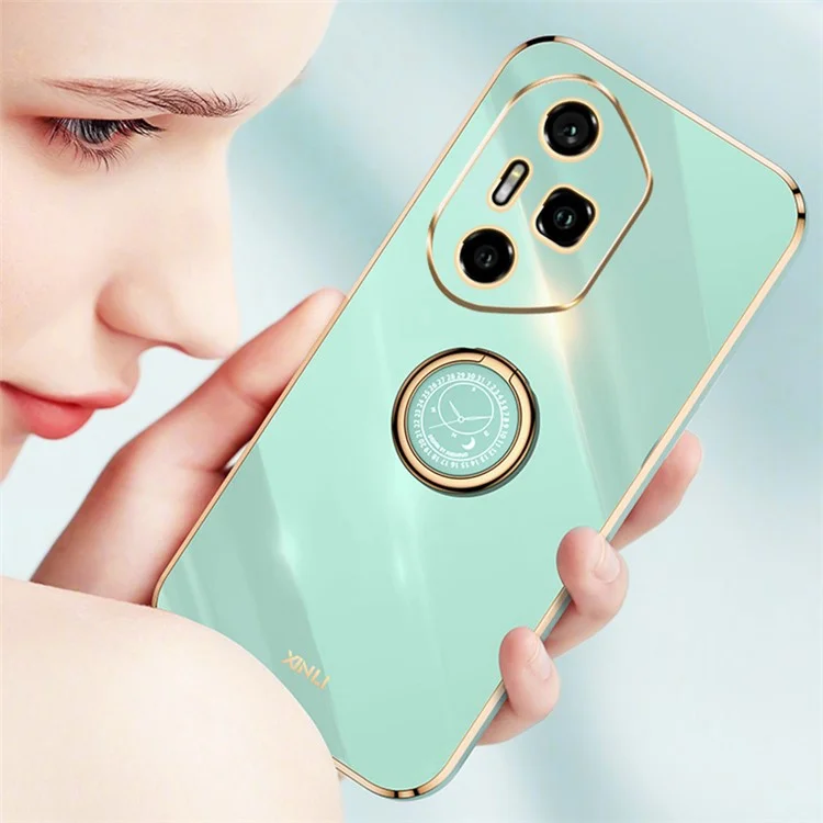 XINLI For Honor 300 Pro Case Ring Kickstand Electroplating TPU Phone Cover - Голубой