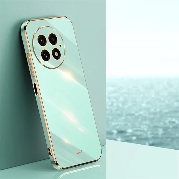 CUSTODIA PER ONEPLUS 13 XINLI IN TPU CON CORNICE ELETTROPLACCATA - CIANO