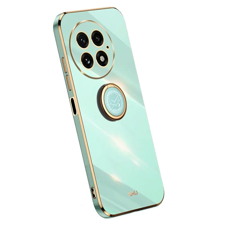 XINLI Hülle für OnePlus 13 mit Ring-Ständer, Galvanisierung, TPU-Handyhülle - Cyan