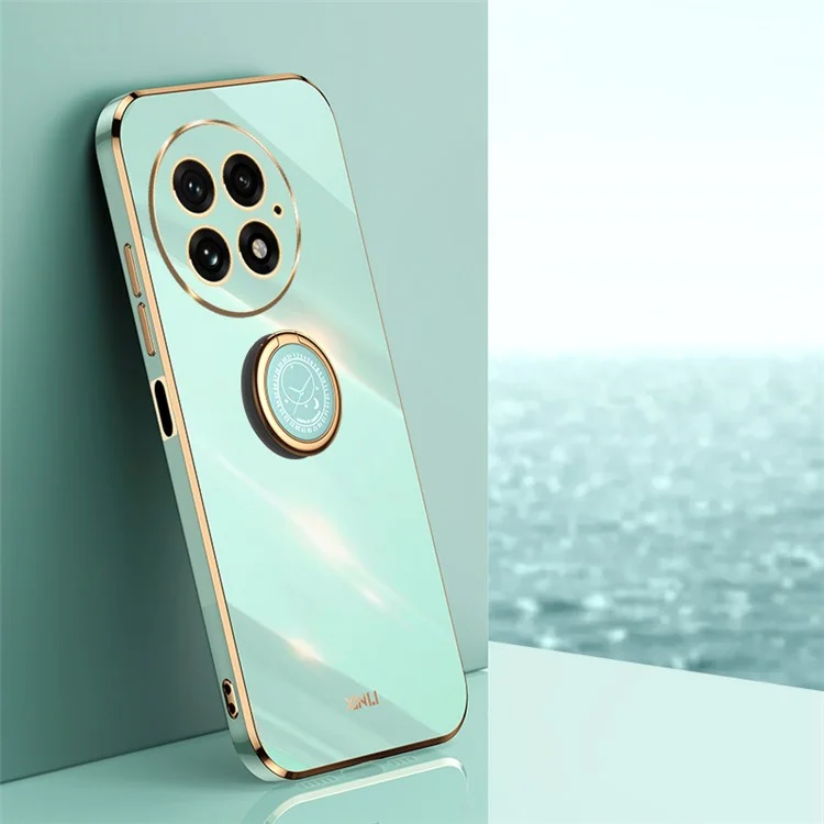 XINLI Hülle für OnePlus 13 mit Ring-Ständer, Galvanisierung, TPU-Handyhülle - Cyan