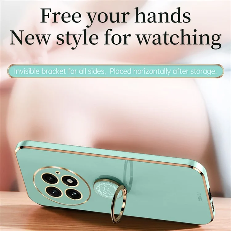 XINLI Hülle für OnePlus 13 mit Ring-Ständer, Galvanisierung, TPU-Handyhülle - Cyan