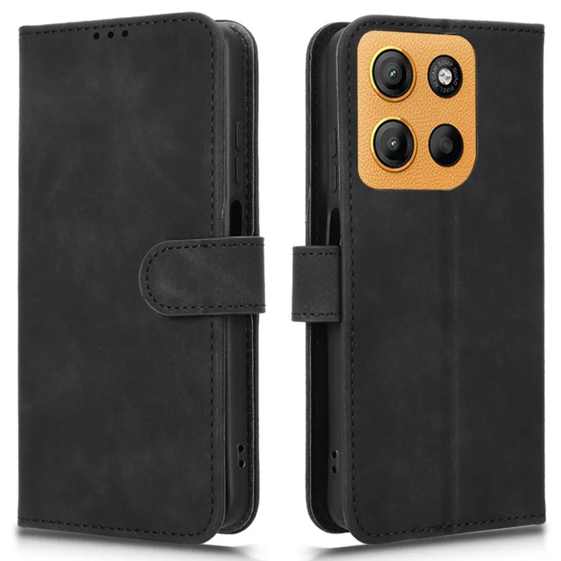 Für Motorola Moto G15 4G Ledercase Haptikgefühl Anti-Drop Wallet Flip Phone Cover - Schwarz