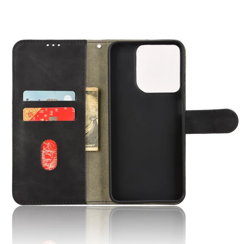 Für Motorola Moto G15 4G Ledercase Haptikgefühl Anti-Drop Wallet Flip Phone Cover - Schwarz