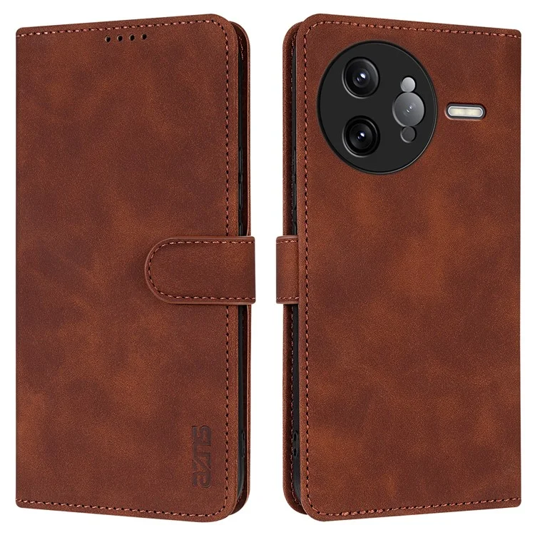 AZNS Hülle für Xiaomi Redmi K80 Pro 5G aus PU-Leder, Brieftasche-Handyhülle - Braun