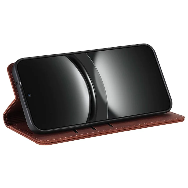 AZNS Hülle für Xiaomi Redmi K80 Pro 5G aus PU-Leder, Brieftasche-Handyhülle - Braun