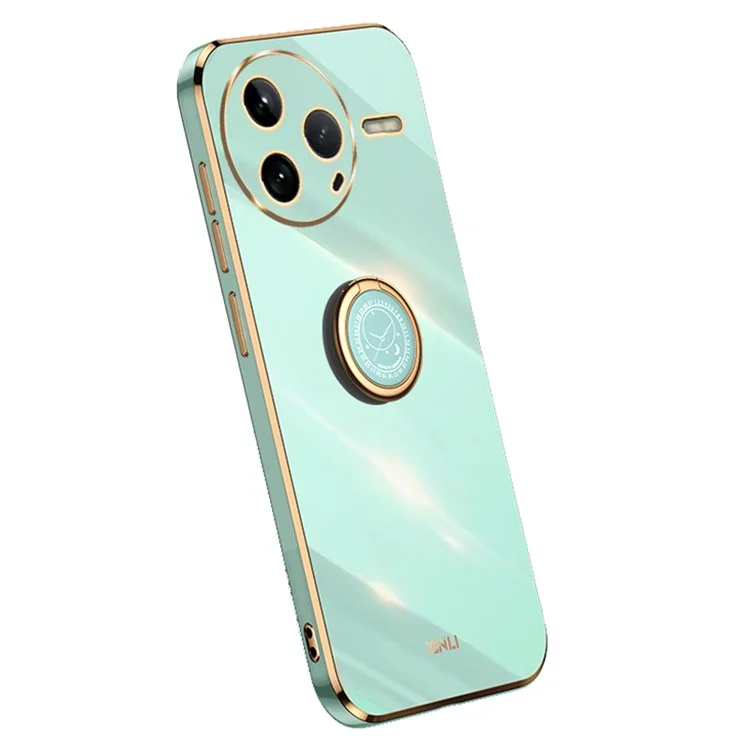 Funda para Xiaomi Redmi K80 5G de XINLI con anillo y soporte, cubierta de teléfono de TPU chapada - Cian