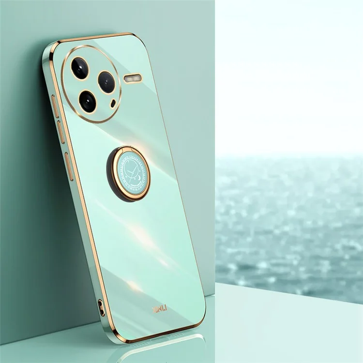 Funda para Xiaomi Redmi K80 5G de XINLI con anillo y soporte, cubierta de teléfono de TPU chapada - Cian