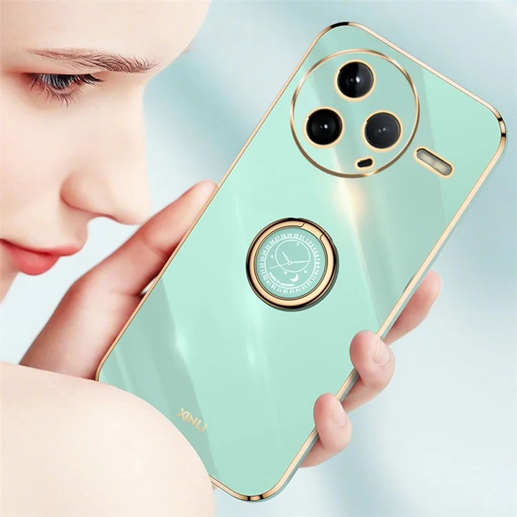 Funda para Xiaomi Redmi K80 5G de XINLI con anillo y soporte, cubierta de teléfono de TPU chapada - Cian