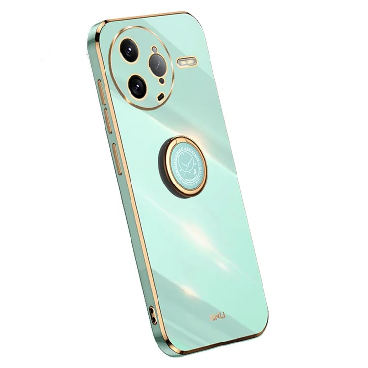 Custodia per Xiaomi Redmi K80 Pro 5G XINLI con anello di supporto, rivestimento in TPU placcato - Ciano