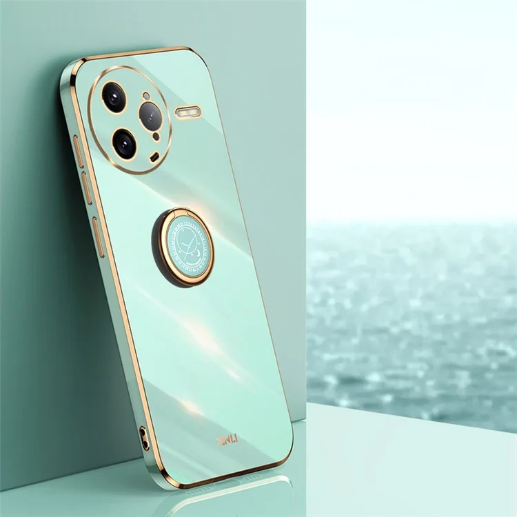 Custodia per Xiaomi Redmi K80 Pro 5G XINLI con anello di supporto, rivestimento in TPU placcato - Ciano
